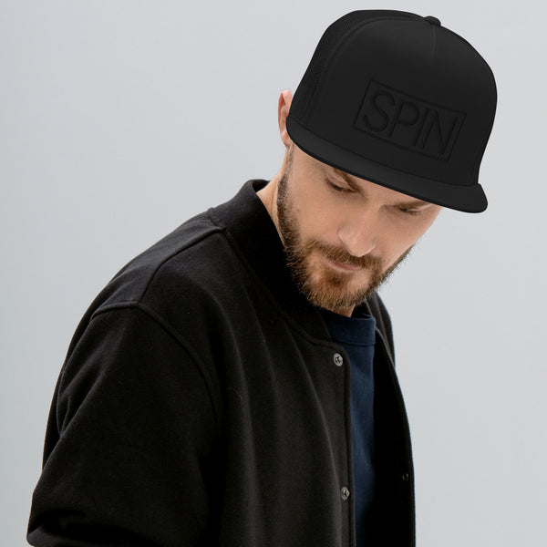Snapback Trucker Hat, Black Edition SPIN 3D Puff Embroidery Logo
