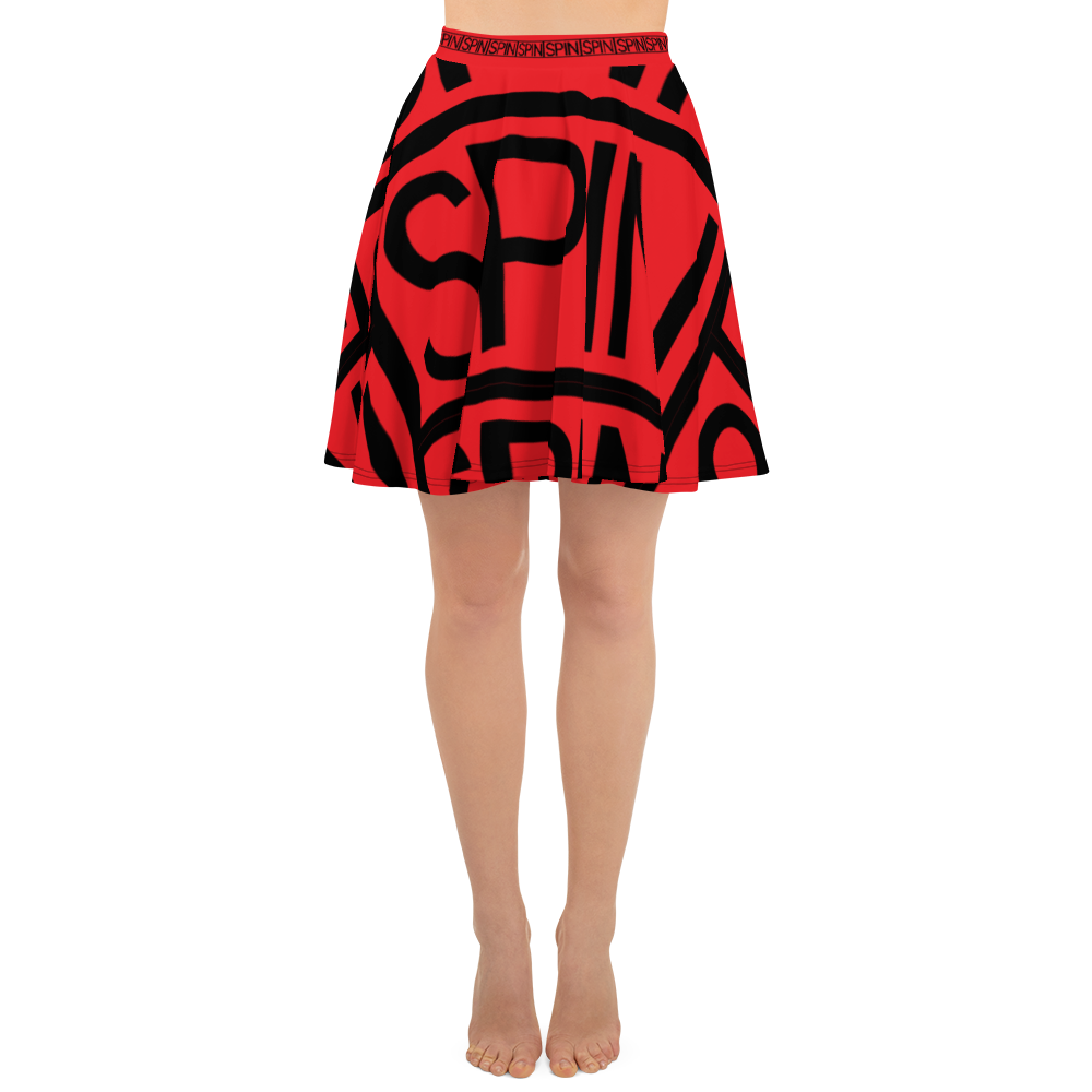 Skater Skirt in Red, SPIN Pattern Logo