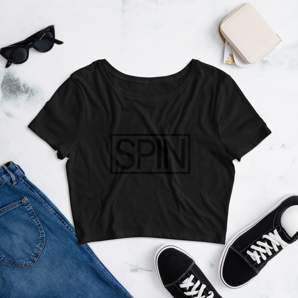 Women’s Crop Tee, Black Edition, SPIN Logo