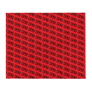 Throw Blanket in Red, SPIN Logo Pattern