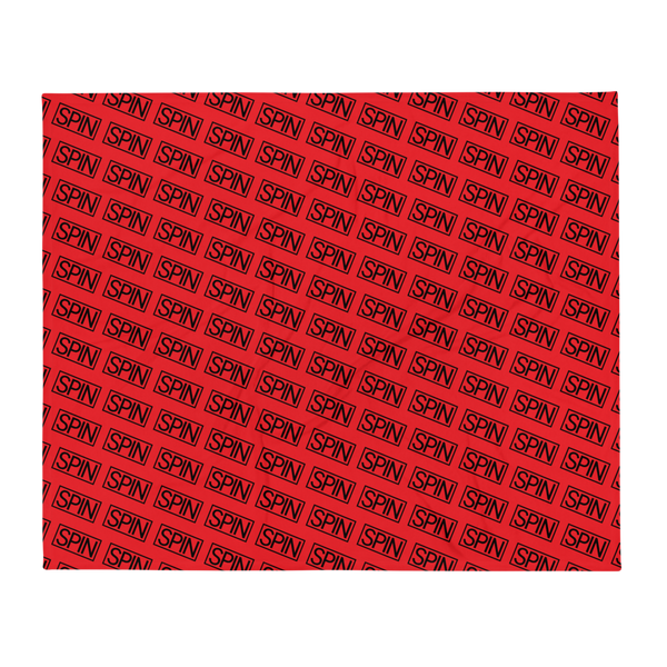 Throw Blanket in Red, SPIN Logo Pattern
